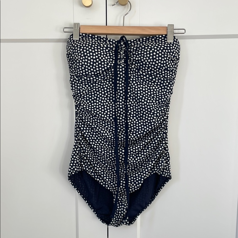 Boden Blue and White Polka Dot One Piece Swimsuit